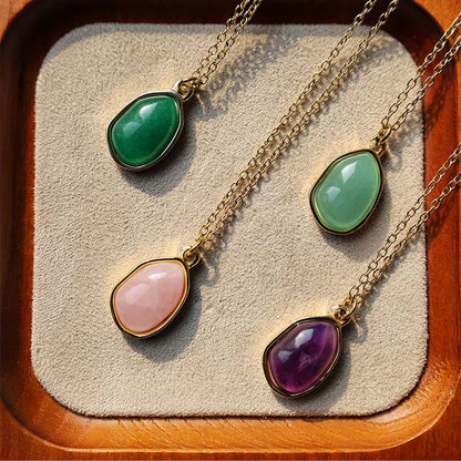 Halskette aus Grünem Aventurin, Amethyst und Rosenquarz