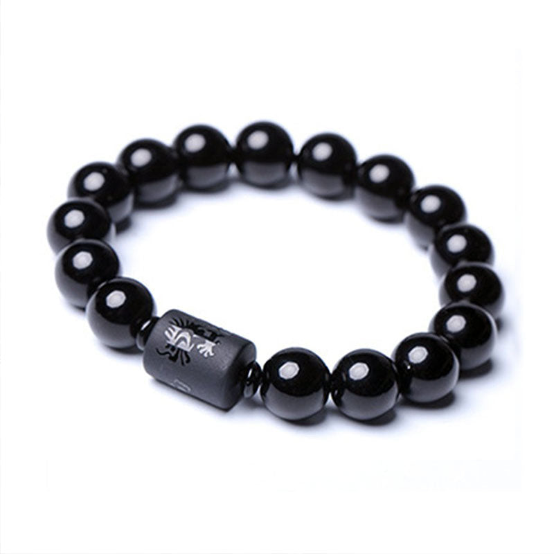 Black Obsidian Phoenix Dragon Bracelet by Worn Within