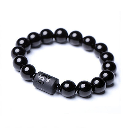 Black Obsidian Phoenix Dragon Bracelet by Worn Within