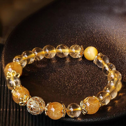 Citrine Amethyst Rutilated Quartz Bracelet