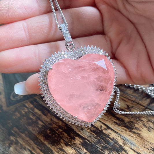 Rose Quartz Heart Necklace by Worn Within