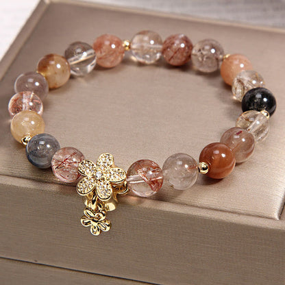Multicolored Rutilated Quartz Citrine Flower Bracelet by Worn Within