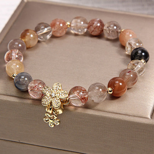 Multicolored Rutilated Quartz Citrine Flower Bracelet by Worn Within