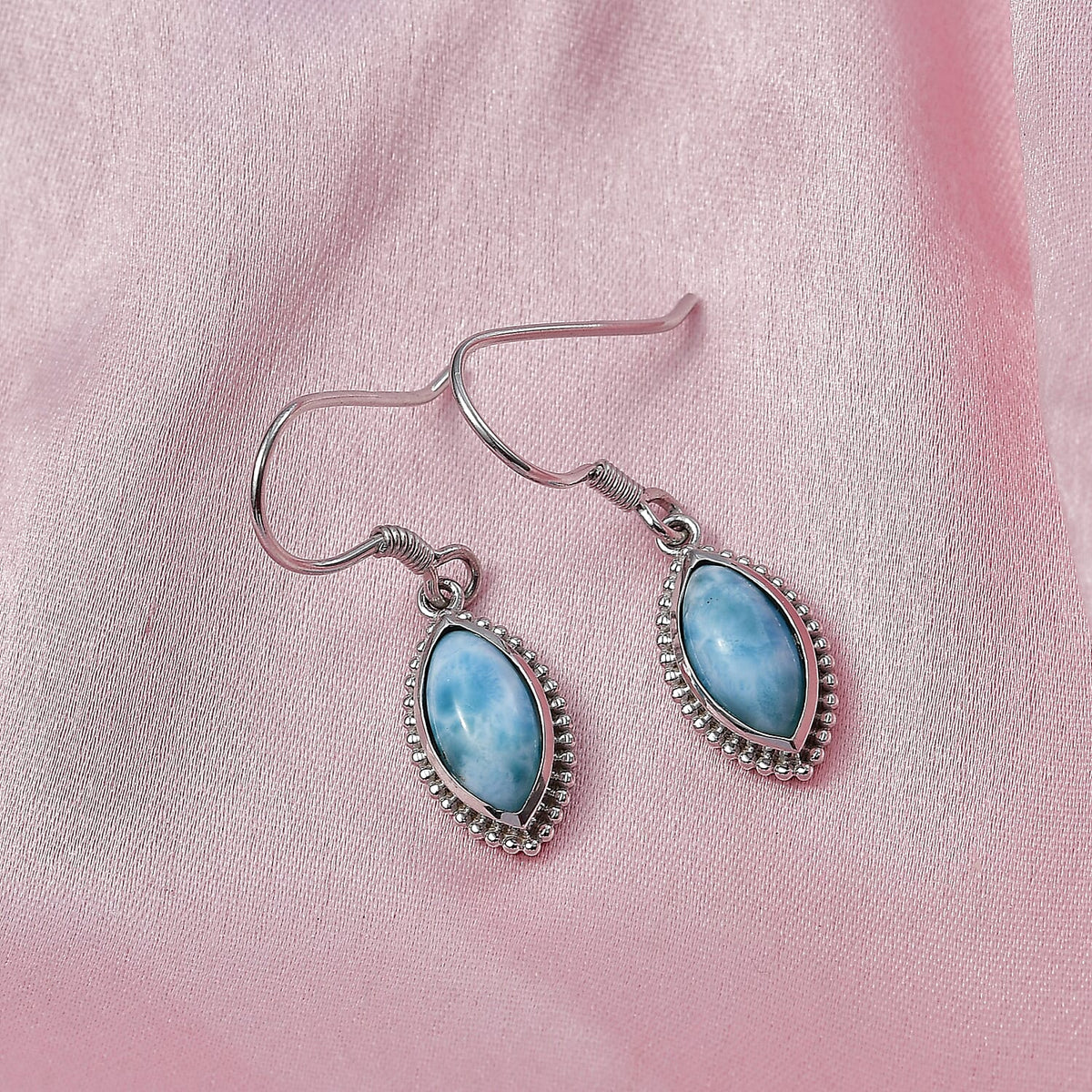 AAA Larimar Marquise Drop Earrings in Silver by Worn Within