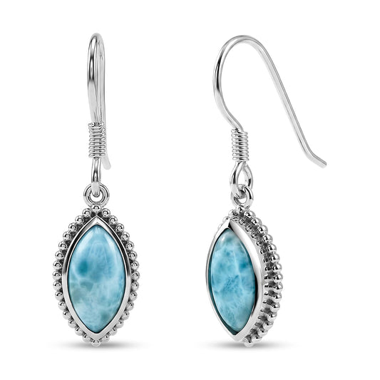AAA Larimar Marquise Drop Earrings in Silver