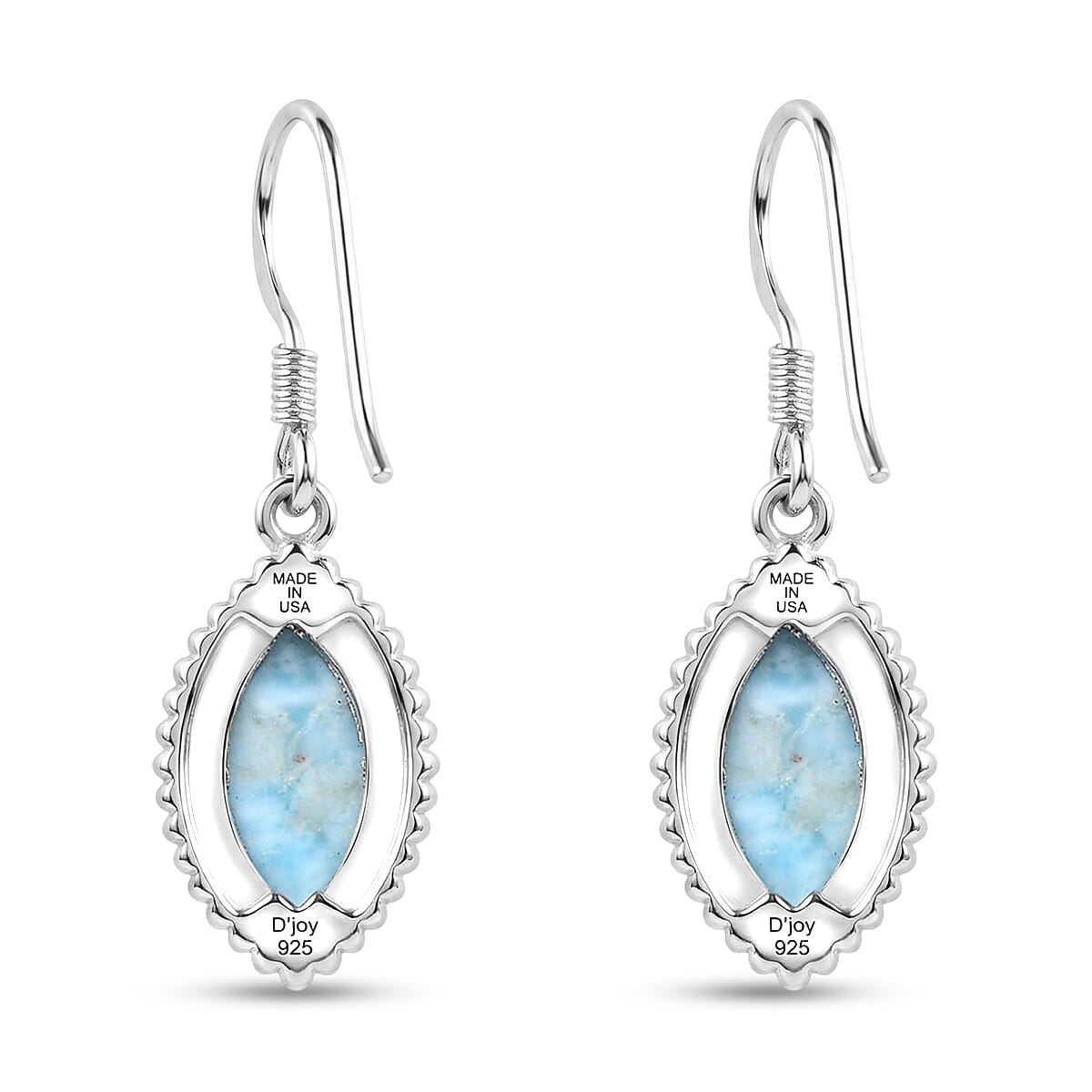 AAA Larimar Marquise Drop Earrings in Silver