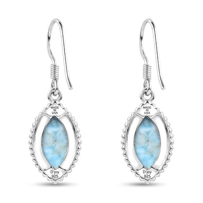 AAA Larimar Marquise Drop Earrings in Silver