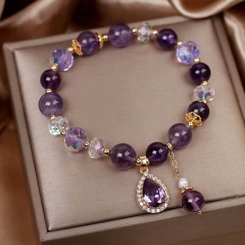 Amethyst Zirkon Herz Anhänger Armband