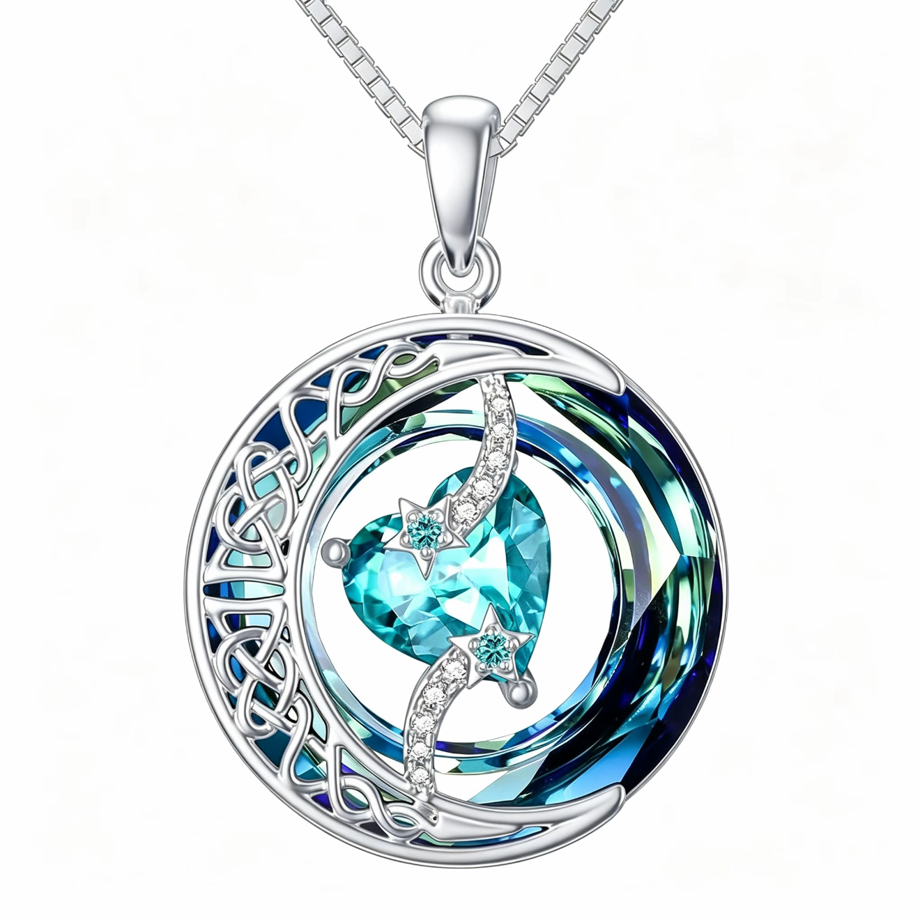 Moonlit Birthstone Heart Necklace | S925 Silver