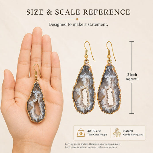 Statement Geode Slice Earrings – Goldtone