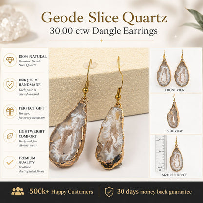 Statement Geode Slice Earrings – Goldtone