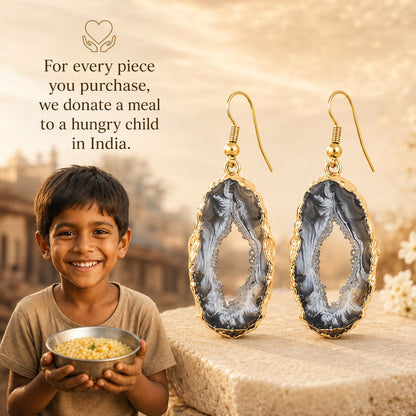 Statement Geode Slice Earrings – Goldtone