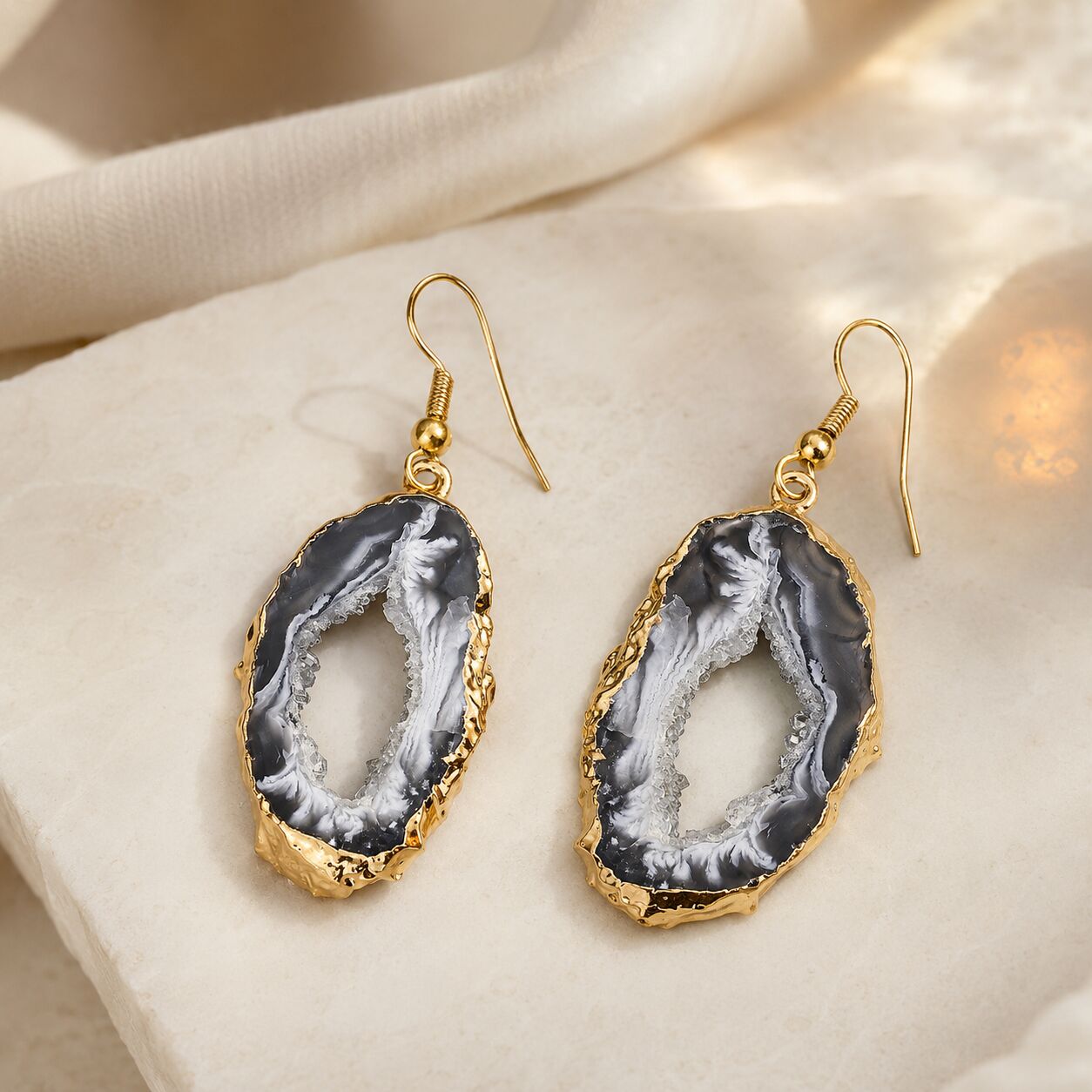 Geode Slice Earrings – Nature's Hidden Sparkle by Worn Within