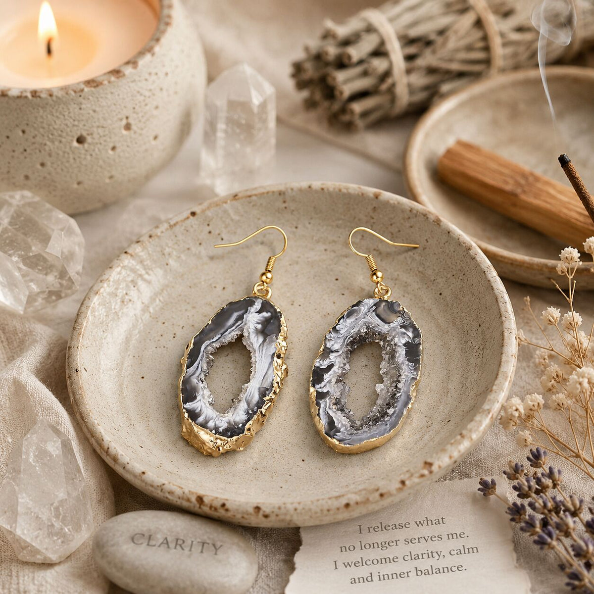 Geode Slice Earrings – Nature's Hidden Sparkle
