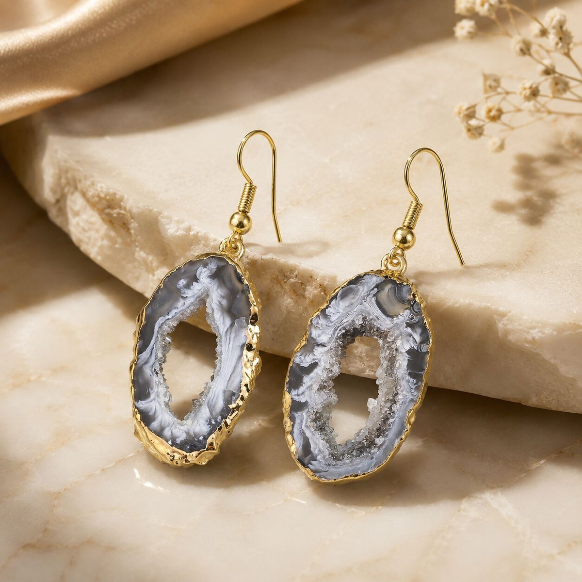 Geode Slice Earrings – Nature's Hidden Sparkle