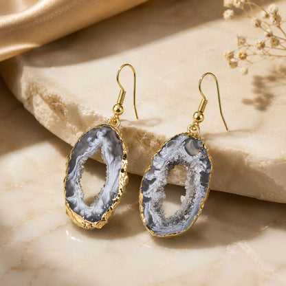 Geode Slice Earrings – Nature's Hidden Sparkle