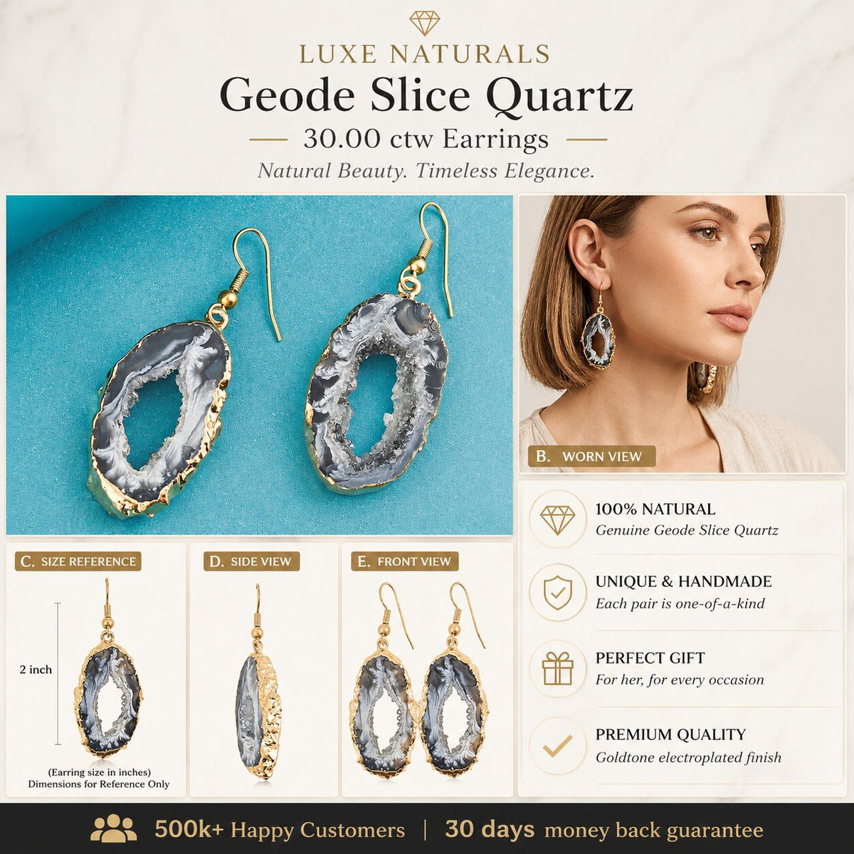 Geode Slice Earrings – Nature's Hidden Sparkle