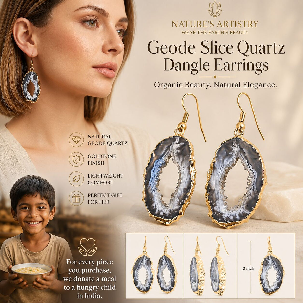 Geode Slice Earrings – Nature's Hidden Sparkle