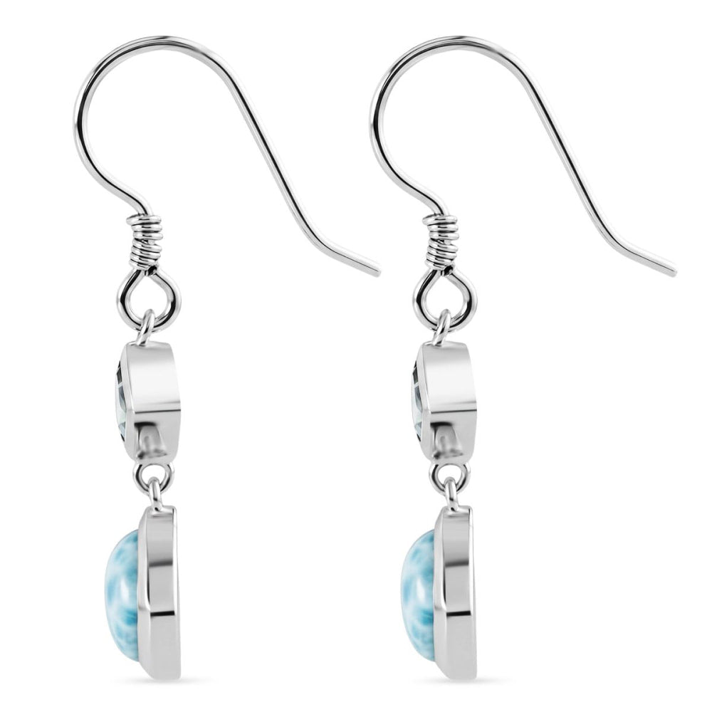 Larimar and Sky Blue Topaz J-Hook Earrings in Sterling Silver