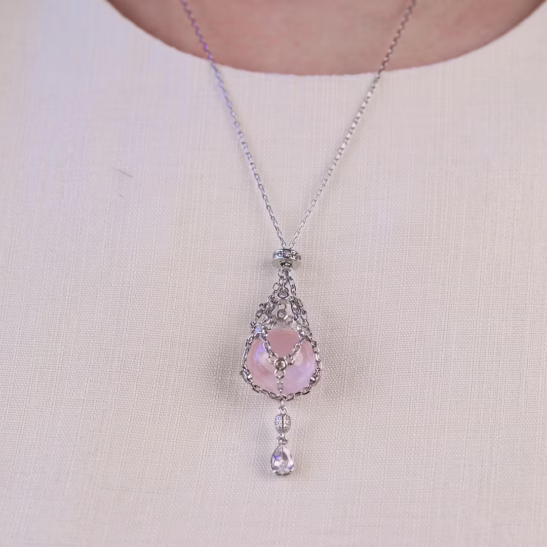 Natural Crystal Pouch Necklace