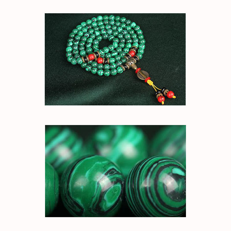 Tibetan 108-Bead Malachite Mala Bracelet