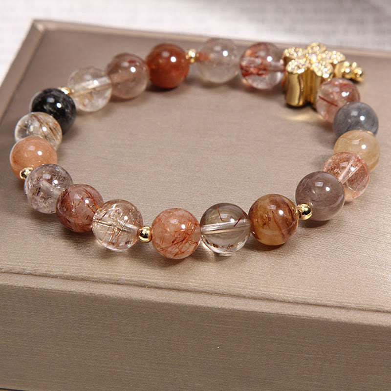 Multicolored Rutilated Quartz Citrine Flower Bracelet