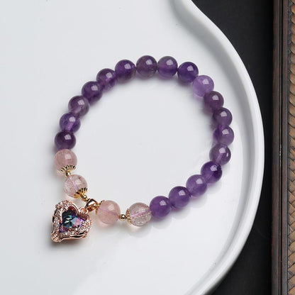 Amethyst Strawberry Quartz Bracelet by Worn Within