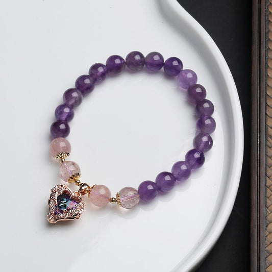 Amethyst Strawberry Quartz Bracelet by Worn Within