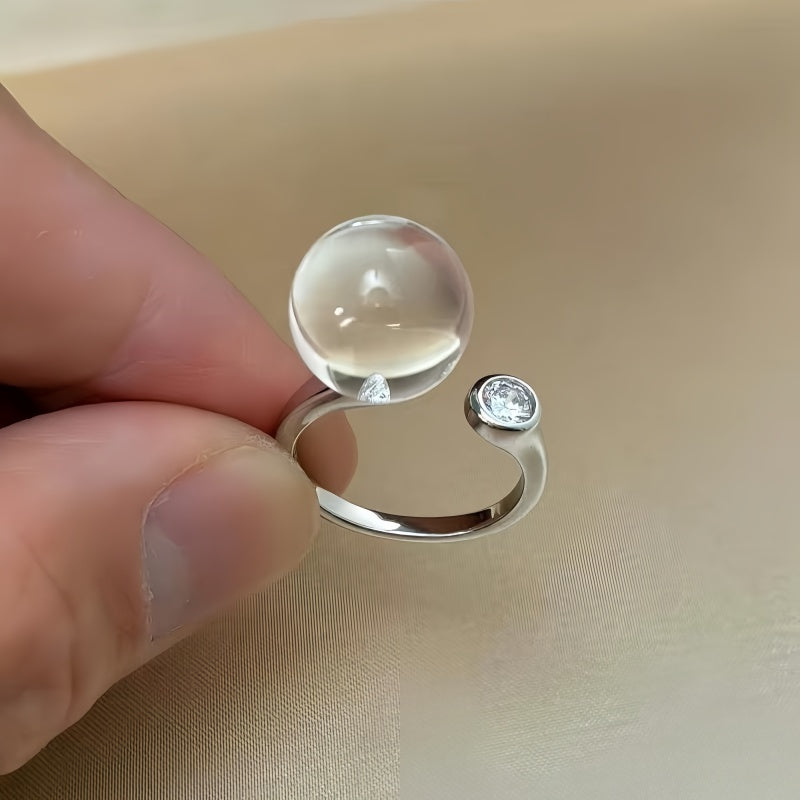 Clarity Orbit Adjustable Natural Clear Quartz Ring