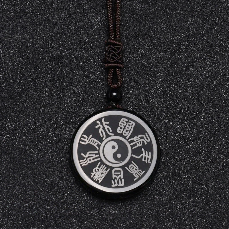 Black Obsidian Nine-Character Mantra Necklace