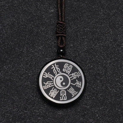 Black Obsidian Nine-Character Mantra Necklace