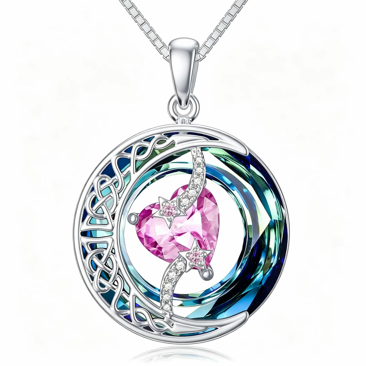 Moonlit Birthstone Heart Necklace | S925 Silver