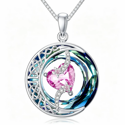 Moonlit Birthstone Heart Necklace | S925 Silver