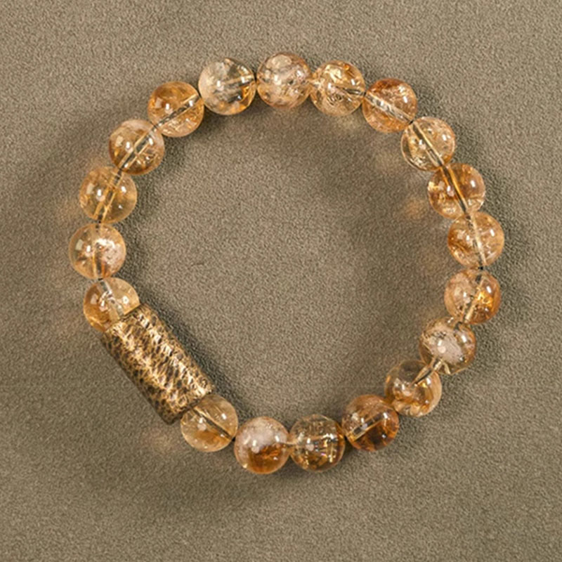 Citrine Brass Bead Bracelet