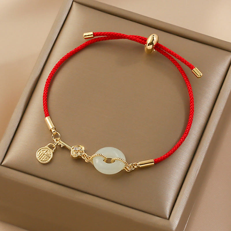 Hetian Jade-Armband mit roter Kordel