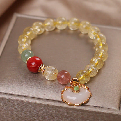 Citrine White Jade Quartz Charm Bracelet