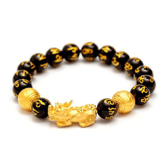 10–14mm Obsidian Pixiu Bracelet by Worn Within