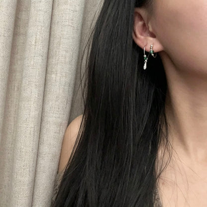 Emerald Arcana Wizard-Inspired Single Hoop Earring | S925 Silver