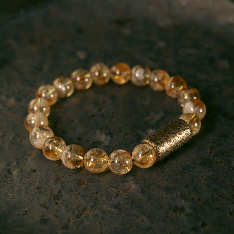 Citrine Brass Bead Bracelet by Worn Within