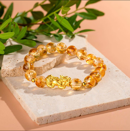 Citrine Pixiu Bead Bracelet