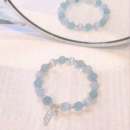 925 Silver Aquamarine Cat's Eye Bracelet