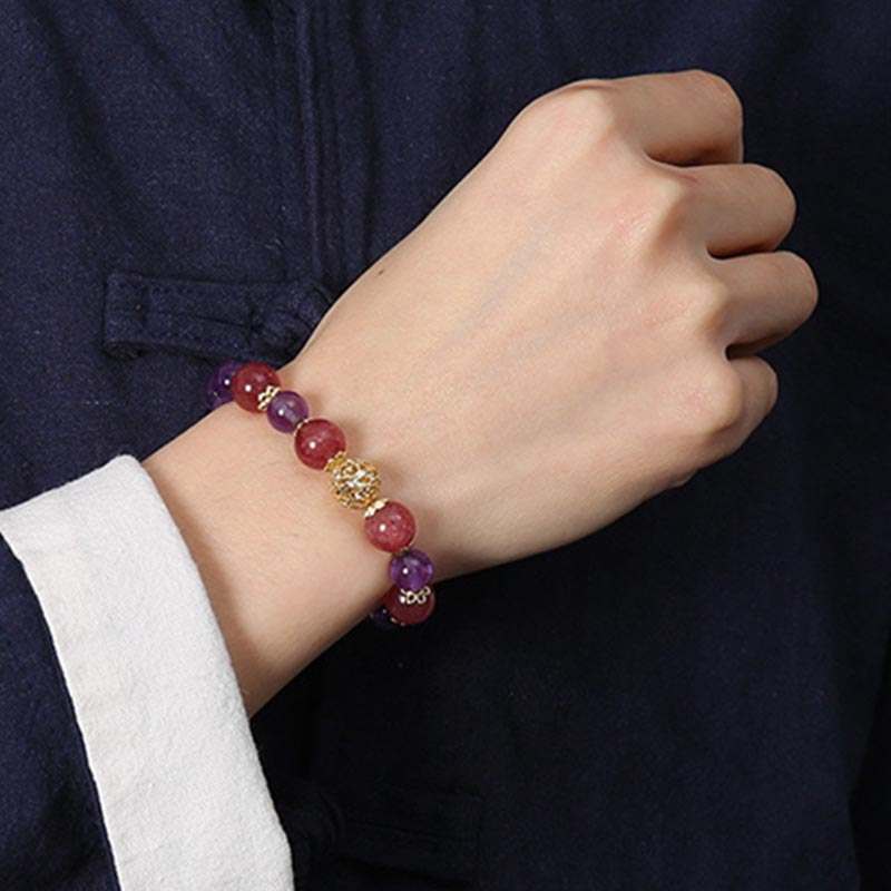 Citrine Amethyst Rutilated Quartz Bracelet