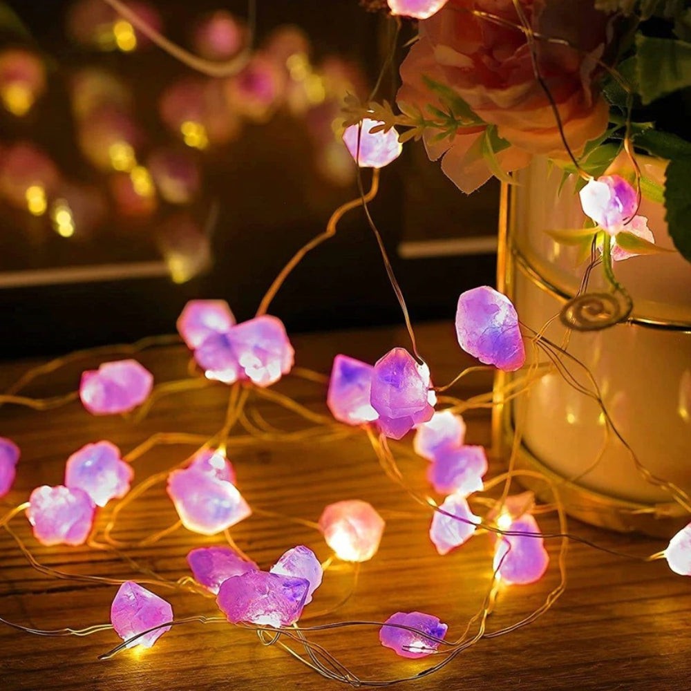 Natural Gemstone Festive String Light Decoration by Worn Within