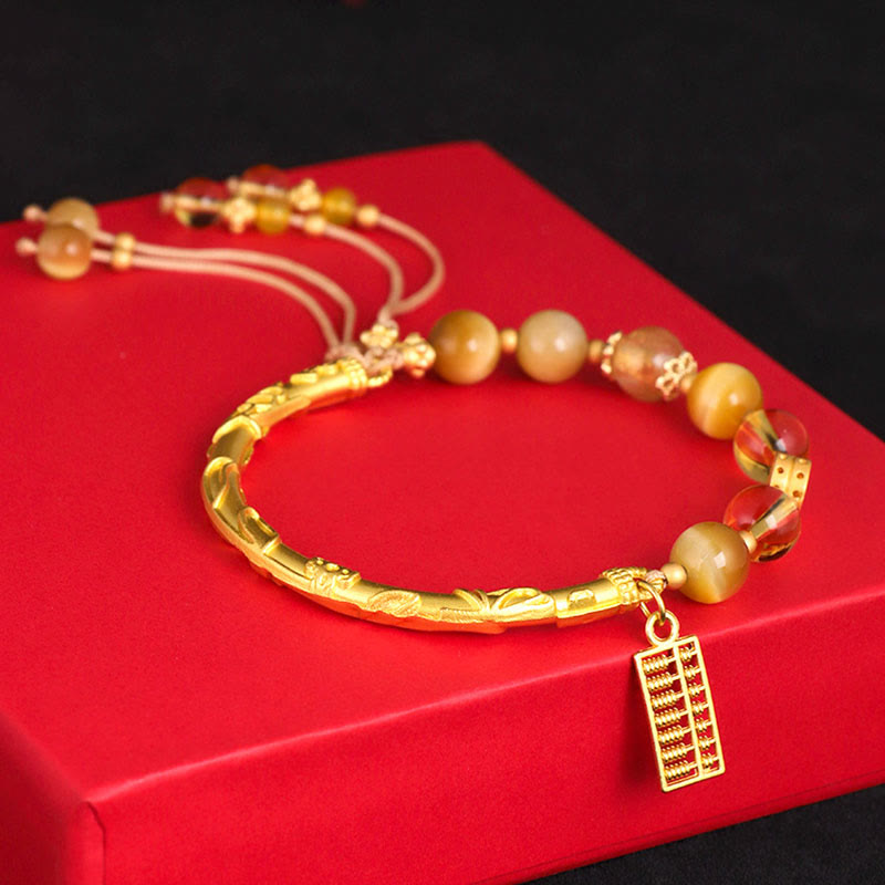 Tiger's Eye Citrine Abacus Charm Bracelet