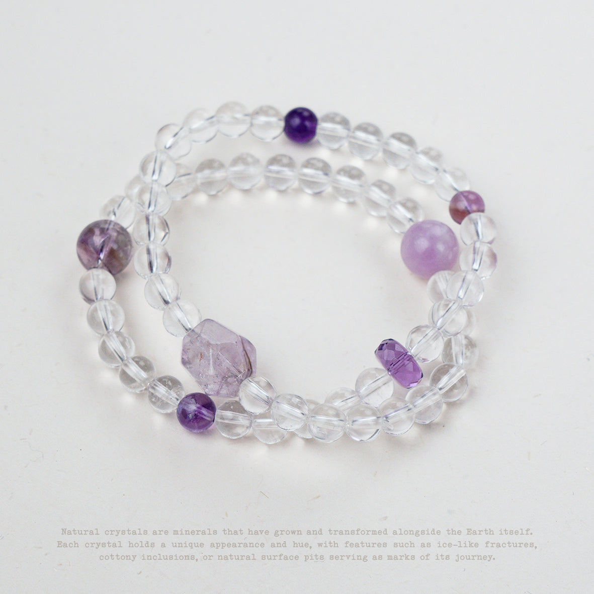 Violet Clarity Amethyst & Clear Quartz Wrap Bracelet