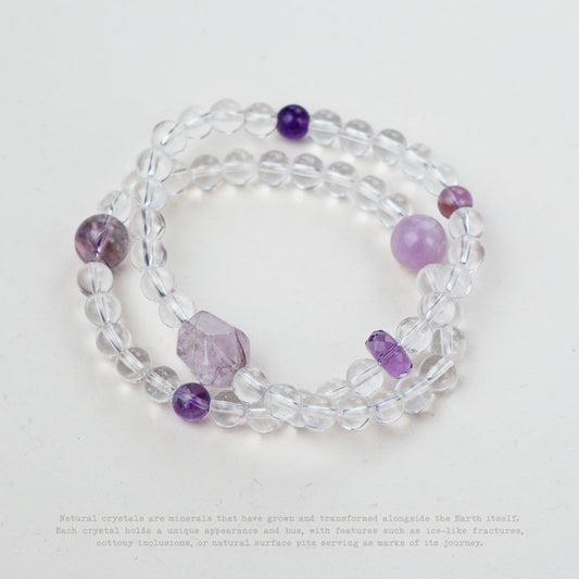 Violet Clarity Amethyst & Clear Quartz Wrap Bracelet
