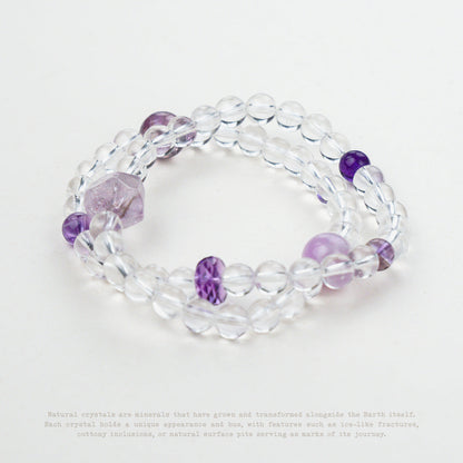Violet Clarity Amethyst & Clear Quartz Wrap Bracelet