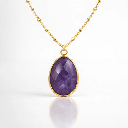 Natural Stone Wrapped Faceted Water Drop Pendant — Capture the Essence of Healing Energy by Worn Within