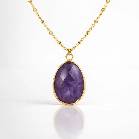 Natural Stone Wrapped Faceted Water Drop Pendant — Capture the Essence of Healing Energy by Worn Within