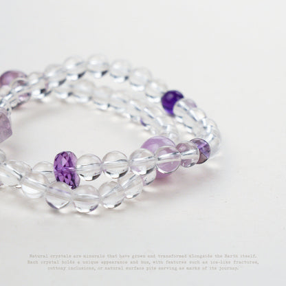Violet Clarity Amethyst & Clear Quartz Wrap Bracelet